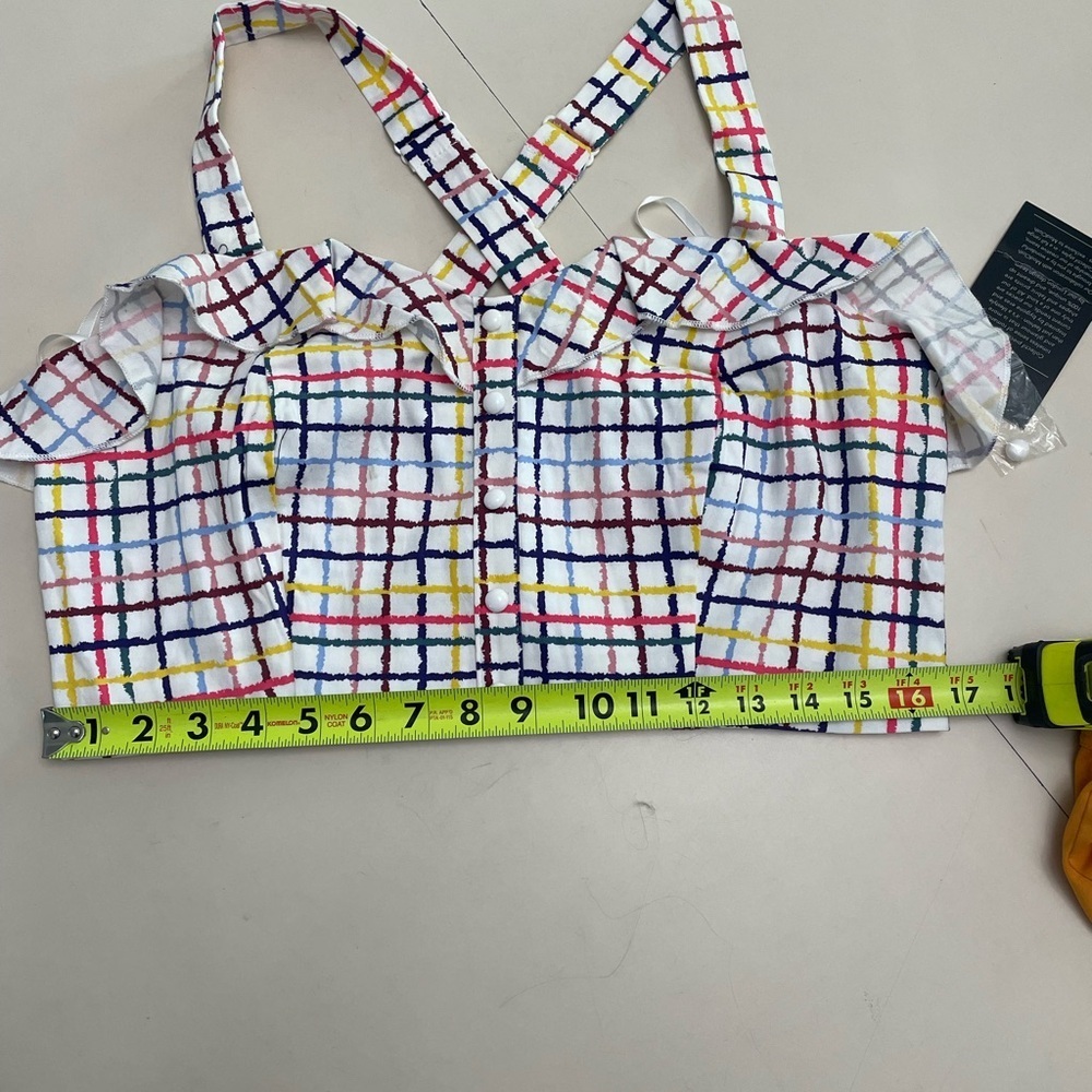 ModCloth x Collectif Emilia Watercolor Multicolored Gingham Crop Top - Picture 10 of 10